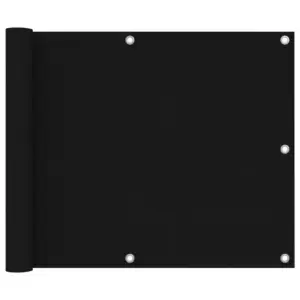 Veekindel rõdukate privaatsuseks, must oxford-kangas, 75 x 500 cm