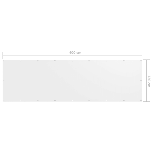 Veekindel rõdusirm privaatsuseks, valge, 120 x 400 cm, PU-kattega oxford-kangas – 5