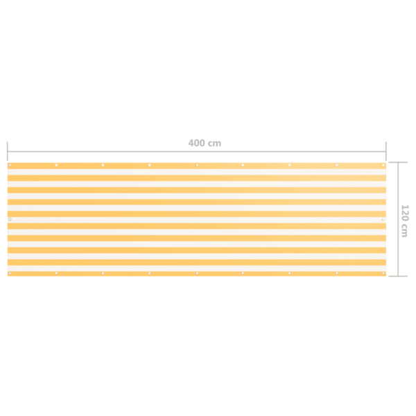 Veekindel rõdusirm privaatsuse ja UV-kaitsega, valge-kollane, PU-kattega oxford-kangas, 120 x 400 cm – 5