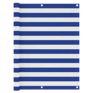 Veekindel rõdusirm privaatsuseks, valge ja sinine, 120 x 400 cm, PU-kattega oxford-kangas