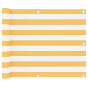 Veekindel UV-kaitsega rõdusirm, valge-kollane oxford-kangas, 75 x 600 cm