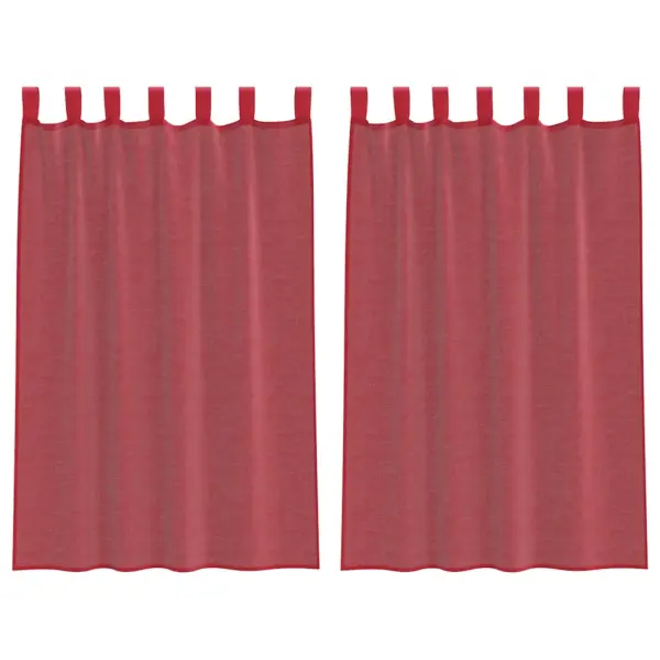Poolläbipaistvad voile-kardinad vardataskuga, 2 tk, veinipunane, 140 x 175 cm, polüester – 2