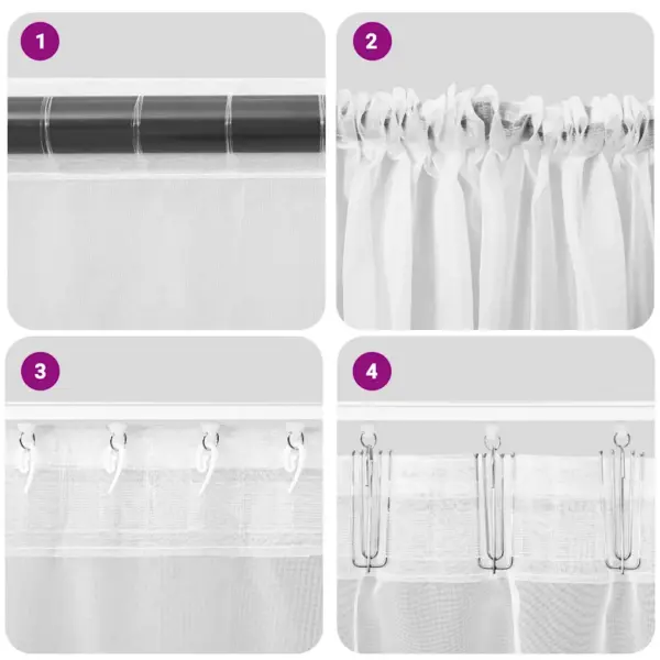Veinipunased voile kardinad vardataskuga, 2 tk, 140 x 260 cm - 7