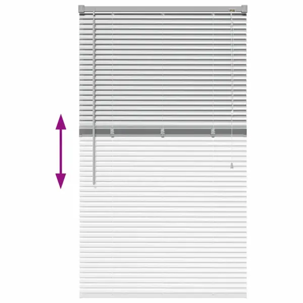 Veneetsia ruloo valguse ja privaatsuse reguleerimiseks, hõbedane alumiinium, 130 x 80 cm – 12