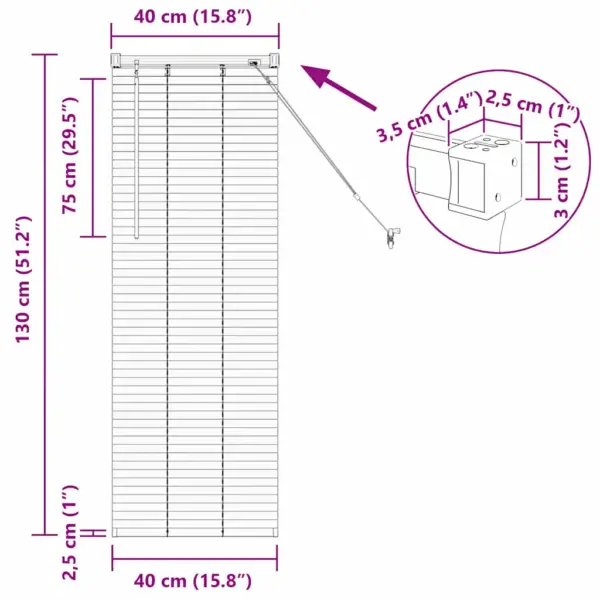 Alumiiniumist Veneetsia ruloo, tumehall, 130 x 40 cm – 13
