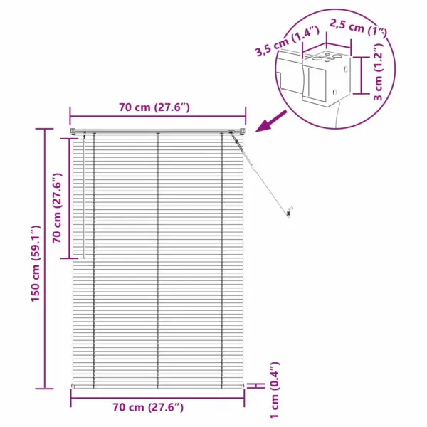 Reguleeritav Veneetsia ruloo, helepruun mustriga PVC, 150 x 70 cm – 10
