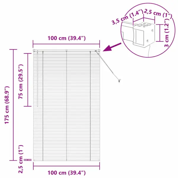 Veneetsia ruloo valge alumiinium 175 x 100 cm, siseruumidesse – 13