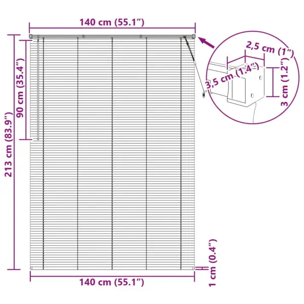 Reguleeritav Veneetsia ruloo, valge PVC, 213 x 140 cm – 10