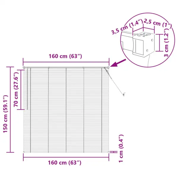 Veneetsia ruloo, reguleeritav hõbehall PVC, 150 x 160 cm – 10
