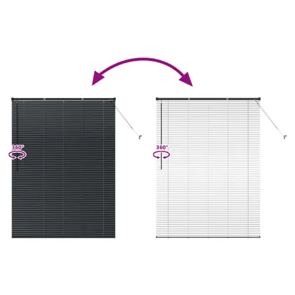 Veneetsia ruloo valguse ja privaatsuse reguleerimiseks, must alumiinium, 175 x 135 cm - 11