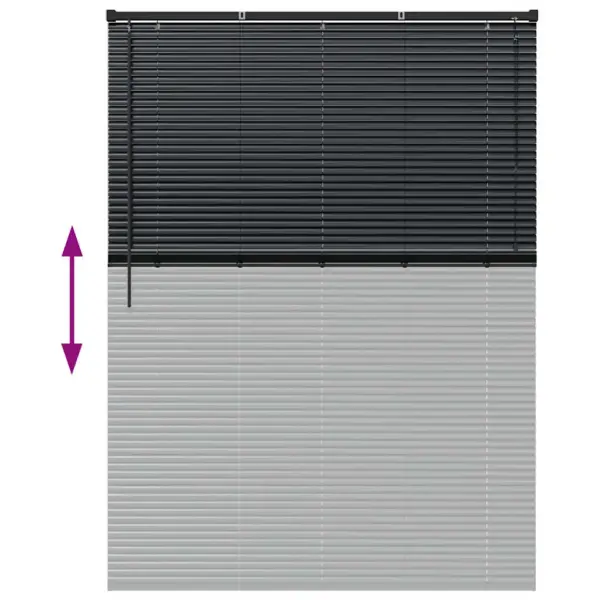 Veneetsia ruloo valguse ja privaatsuse reguleerimiseks, must alumiinium, 175 x 135 cm - 12