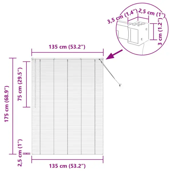 Veneetsia ruloo valguse ja privaatsuse reguleerimiseks, must alumiinium, 175 x 135 cm - 13