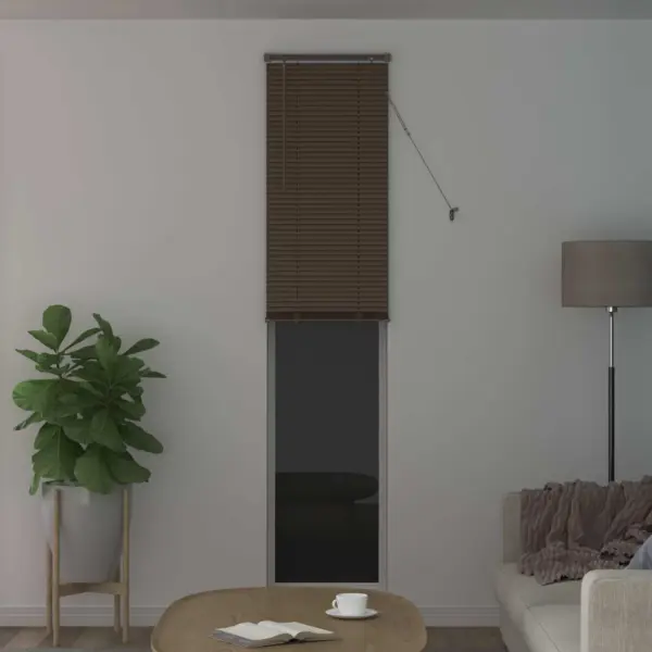 Veneetsia ruloo, reguleeritav, tumepruun mustriga PVC, 213 x 40 cm – 3