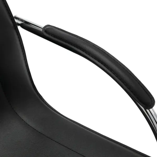 Must kunstnahast vetruvate jalgadega kontoritool käetugedega, 55 x 59 x 88 cm – 5