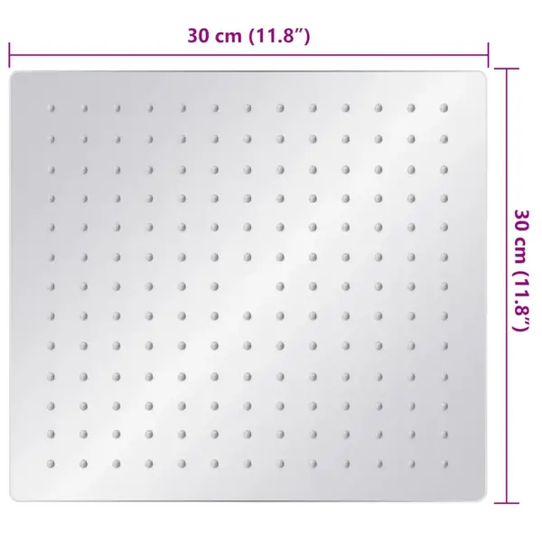 Kandiline vihmaduši dušiotsik, roostevaba teras 304, peegelviimistlus, katlakivivastased silikoonotsikud, 30 x 30 cm – 7
