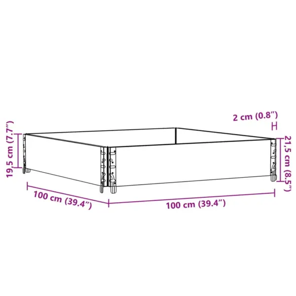 Virnastatav männipuidust aia taimekast, pruun, 100 x 100 x 21,5 cm – 8