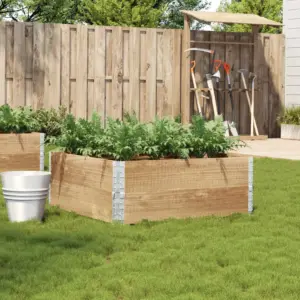 Virnastatav töötlemata männipuidust aia taimekast tsingitud nurkadega, 100 x 100 x 41 cm