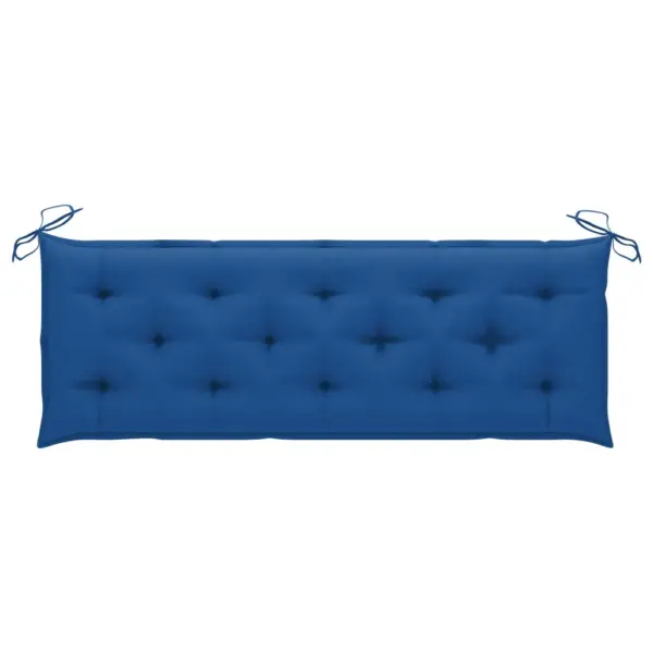 Virnastatav tiigipuust aiapink sinise istmepadja ja käetugedega, 159 cm – 4