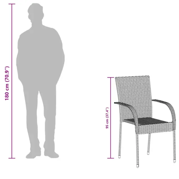Virnastatavad hallid polürotangist aiatoolid, 4 tk, pulbervärvitud terasraamiga – 11