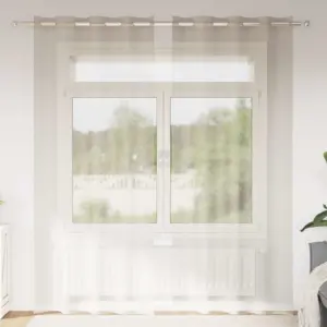 Läbipaistev voile-kardin, 2 tk, liivakarva beež polüster, 225 x 140 cm