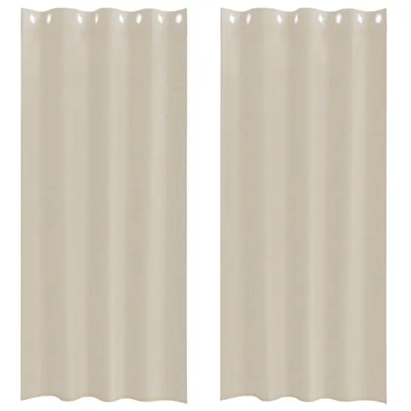 Läbipaistev voile-kardin, 2 tk, liivakarva beež polüster, 225 x 140 cm – 2