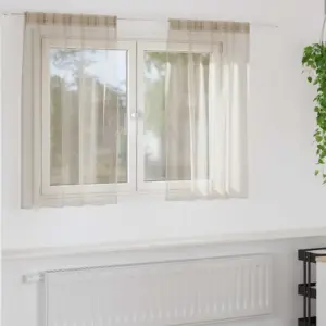 Läbipaistev voile-kardinakomplekt, liivakarva, 2 tk, 140 x 140 cm, polüester