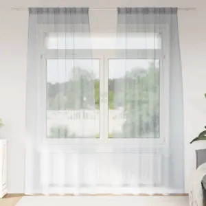 Läbipaistev voile-kardinakomplekt, tumehall, 2 tk, 260 x 140 cm, polüester