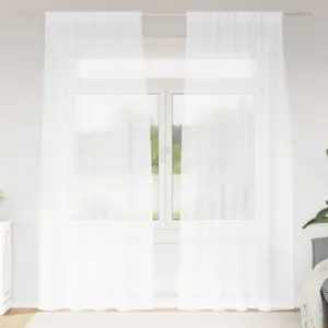 Läbipaistev voile kardinakomplekt, 2 tk, valge polüester, 245 x 140 cm