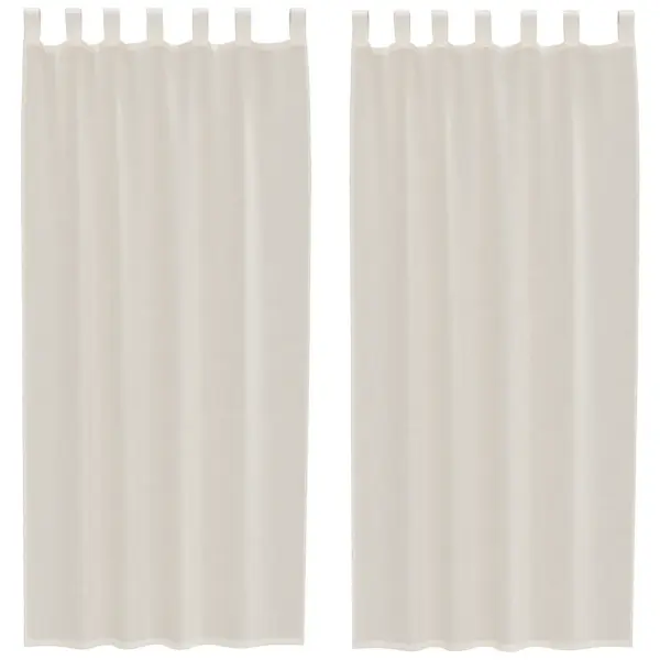 Poolläbipaistvad voile-kardinad aasadega, 2 tk, kreemjasvalge, 140 x 225 cm – 2