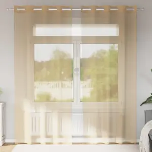 Poolläbipaistvad voile-kardinad öösrõngastega, 2 tk, liivakarva, 140 x 225 cm