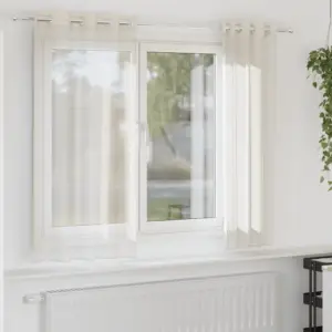 Poolläbipaistvad voile kardinad rõngastega, 2 tk, kreemjasvalge, 140 x 175 cm