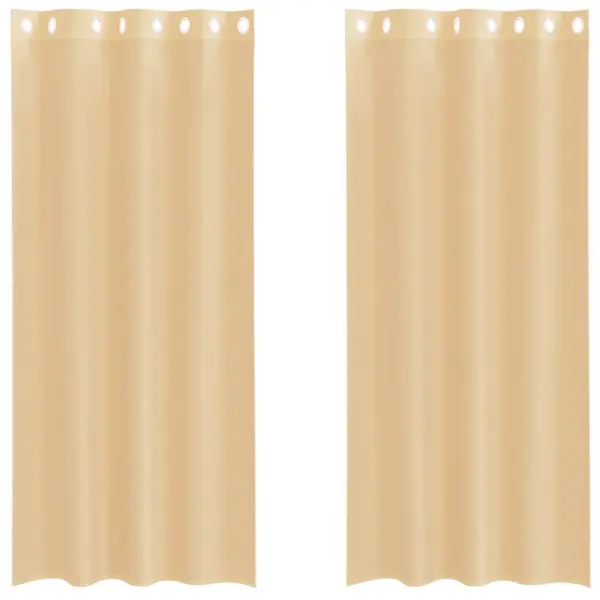 Poolläbipaistev voile-kardin rõngastega, 2 tk, liivakarva, 140 x 245 cm – 2