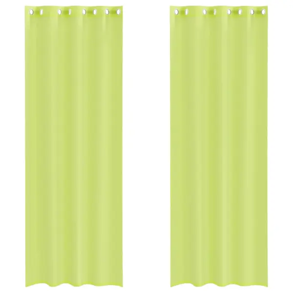 Poolläbipaistvad voile-kardinad rõngastega, 2 tk, õunaroheline, 140 x 260 cm – 2