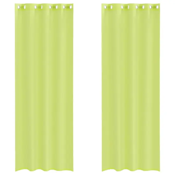 Poolläbipaistvad voile-kardinad rõngastega, 2 tk, õunaroheline, 140 x 300 cm – 2