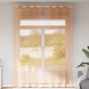 Poolläbipaistvad voile-kardinad rõngastega, 2 tk, terrakota, 140 x 260 cm