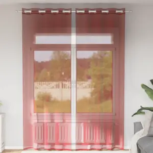 Poolläbipaistvad voile-kardinad rõngastega, veinipunane, 2 tk, 140 x 300 cm