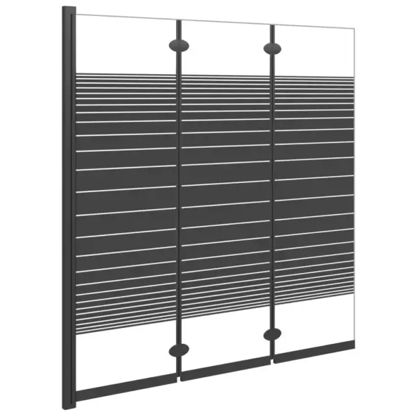 Volditav vanniümbris 3 paneeliga, ESG turvaklaas, must raam, 130 x 130 cm - 2