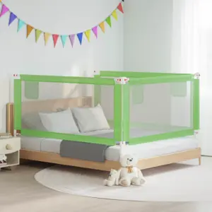 Reguleeritav voodipiire väikelapse voodile, roheline kangas, 180 x 25 cm