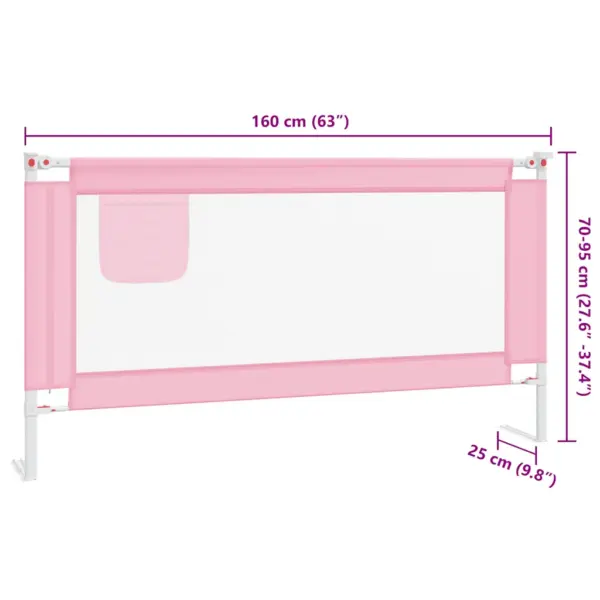 Reguleeritava kõrgusega voodipiire väikelapse voodile, roosa, 160 x 25 cm – 9