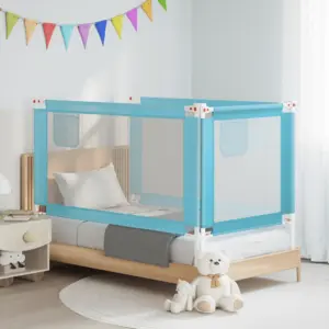 Sinine kangast voodipiire väikelapse voodile, reguleeritav kõrgus 70–95 cm, 150 x 25 cm