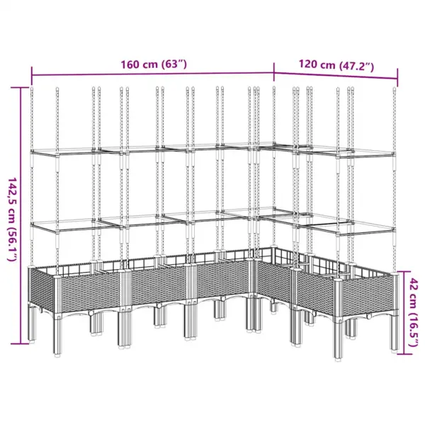 Võrega aia taimekast, sinakashall PP, 160 x 120 x 142,5 cm – 8