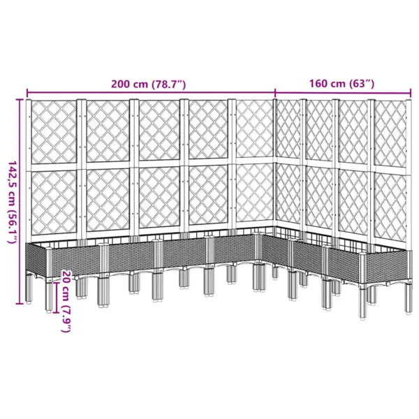 Võrega aiataimekast, pruun PP, 200 x 160 x 142 cm – 9