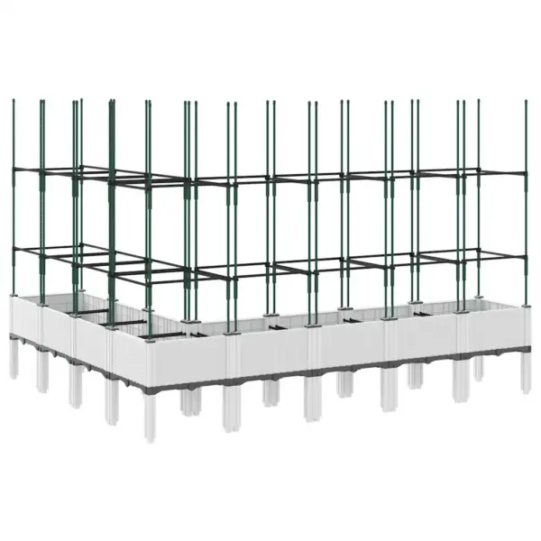 Kõrgendatud võrega aiataimekast, rotangimustriga valge PP, 200 x 160 x 142,5 cm – 5