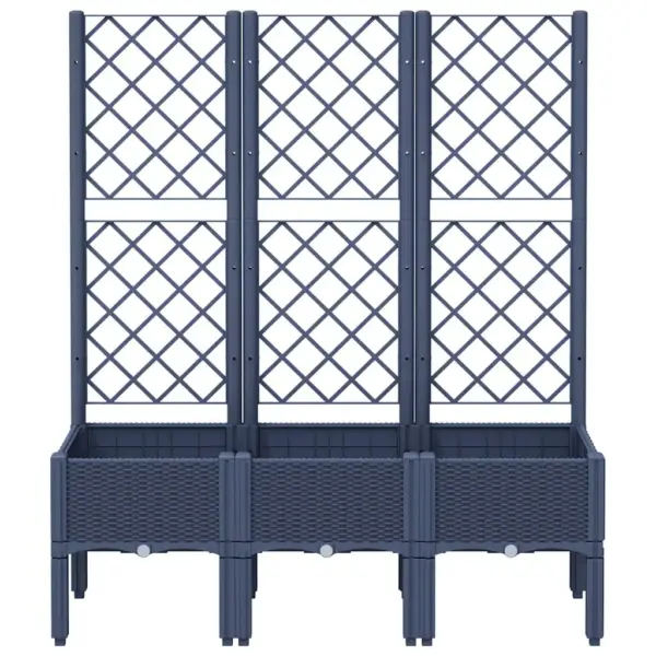 Võrega kõrgendatud taimekast rotangiviimistlusega, sinakashall PP, 120 x 40 x 142 cm – 3