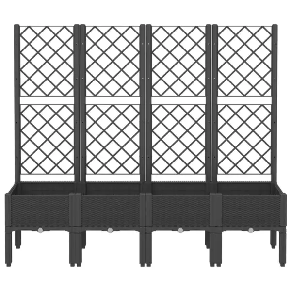 Kõrgendatud võrega taimekast, must, 160 x 40 x 142 cm, polüpropüleen – 3