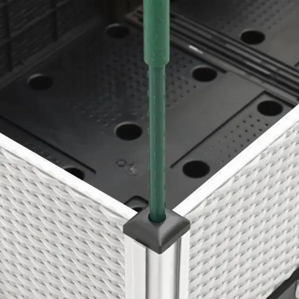 Võrega kõrgendatud taimekast ronitaimedele, rotangimustriga, valge PP, 160 x 40 x 142,5 cm – 6