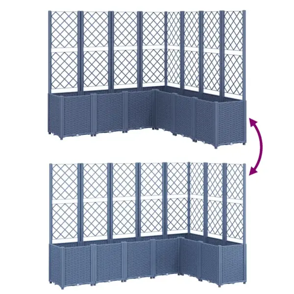 Võrega modulaarne taimekast, 7 lillekasti, sinakashall PP, 160 x 160 x 140 cm – 6
