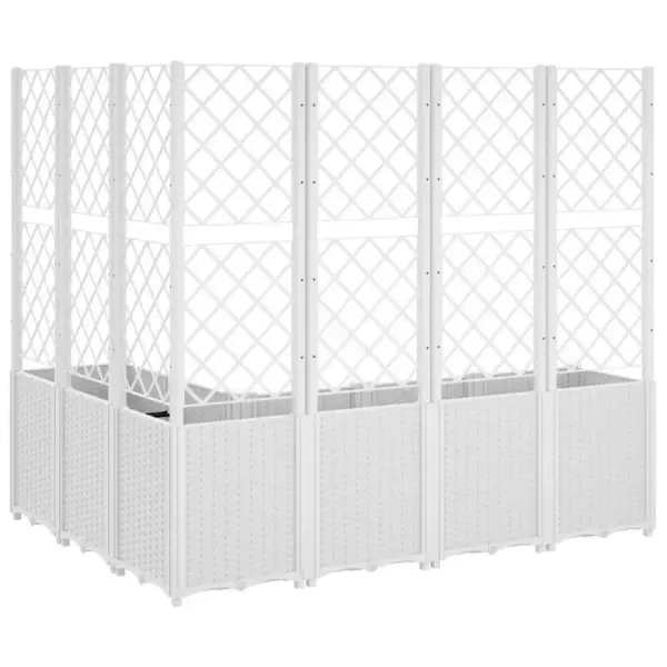6-osaline võrega aia taimekast rotangi välimusega, valge PP, 160 x 120 x 140 cm – 5