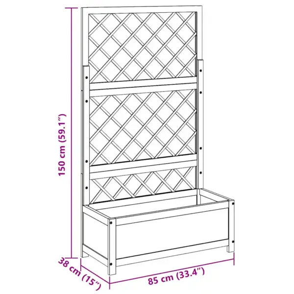 Võrega taimekast akaatsiapuidust, pruun, 85 x 38 x 150 cm – 9