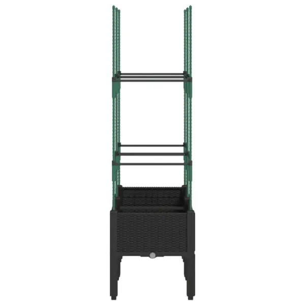 Võrega kõrgendatud taimekast rotangimustriga, must PP, 80 x 40 x 142,5 cm – 4